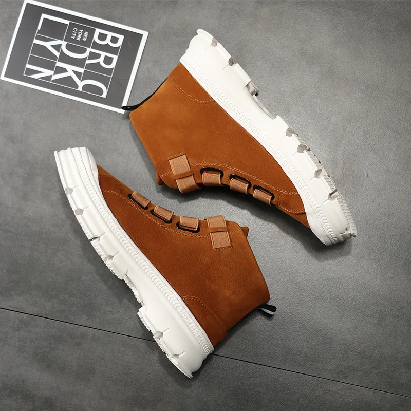 Мужские туфли из вулканизованной парусины с высоким берцем модные удобные