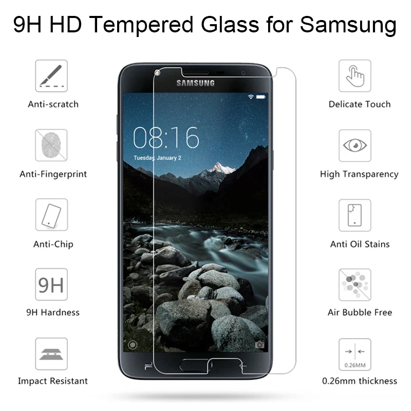 Защитный Экран протектор для samsung J7 J710 J510 J3 J5 защитная пленка HD из закаленного Стекло для Galaxy A5 A7 A3 A510 A710