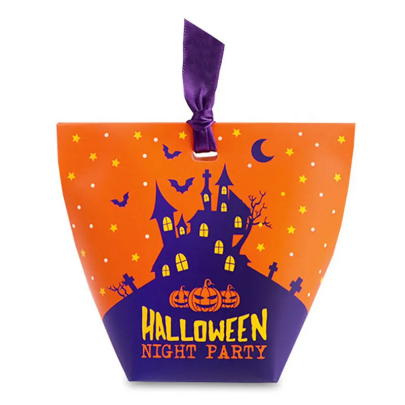 Orange Night party Хэллоуин для детей трюк или угощение вечерние Череп Призрак коробки для конфет Хэллоуин украшения детский душ подарок на день рождения Коробка органайзер, Q - Цвет: Orange Night party