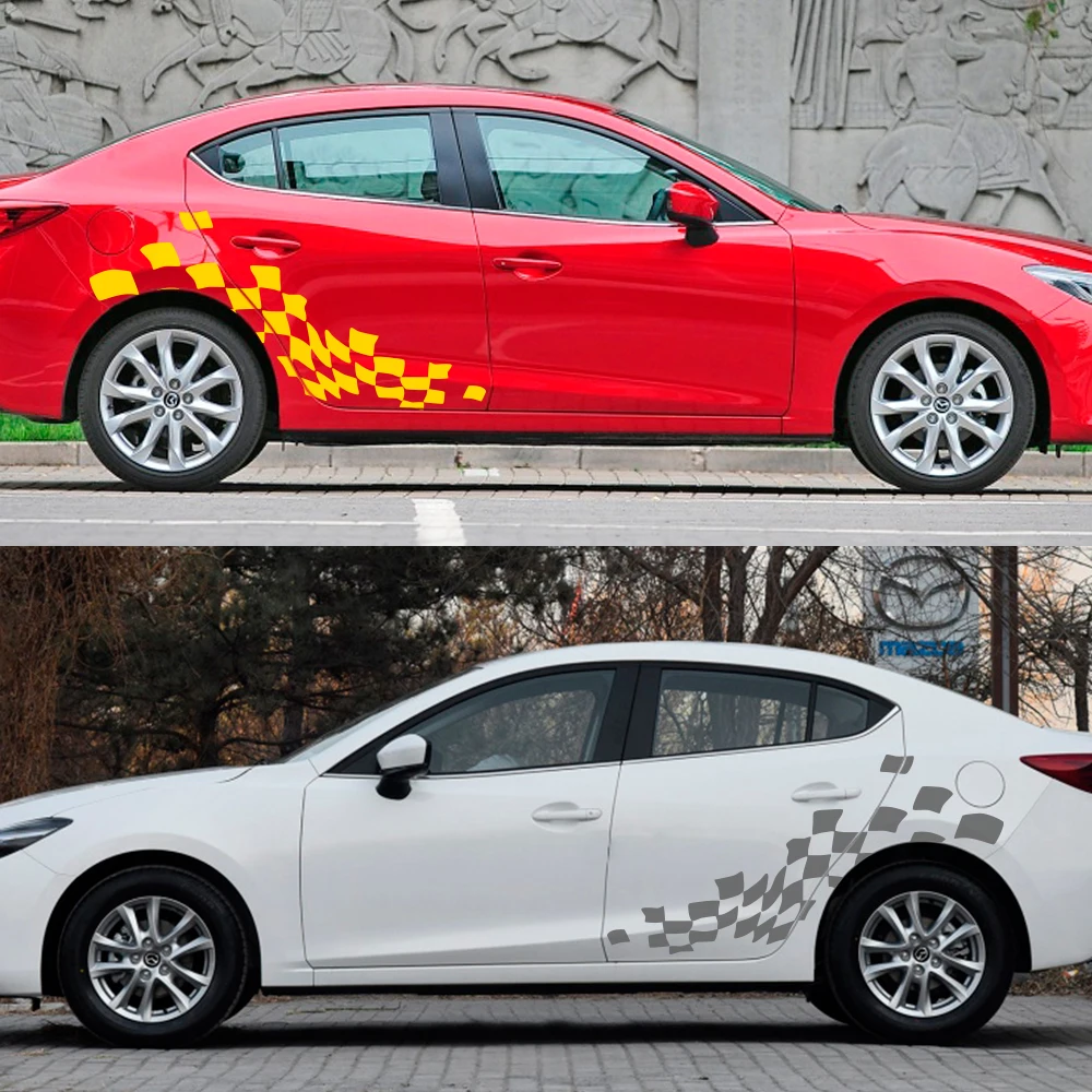 2PCS Car Door Side Vinyl Lattice Stickers For Mazda Axela Atenza 3 6 MS MPS Demio CX-5 CX5 CX-3 CX3 Auto Body Decor Accessories - купить по