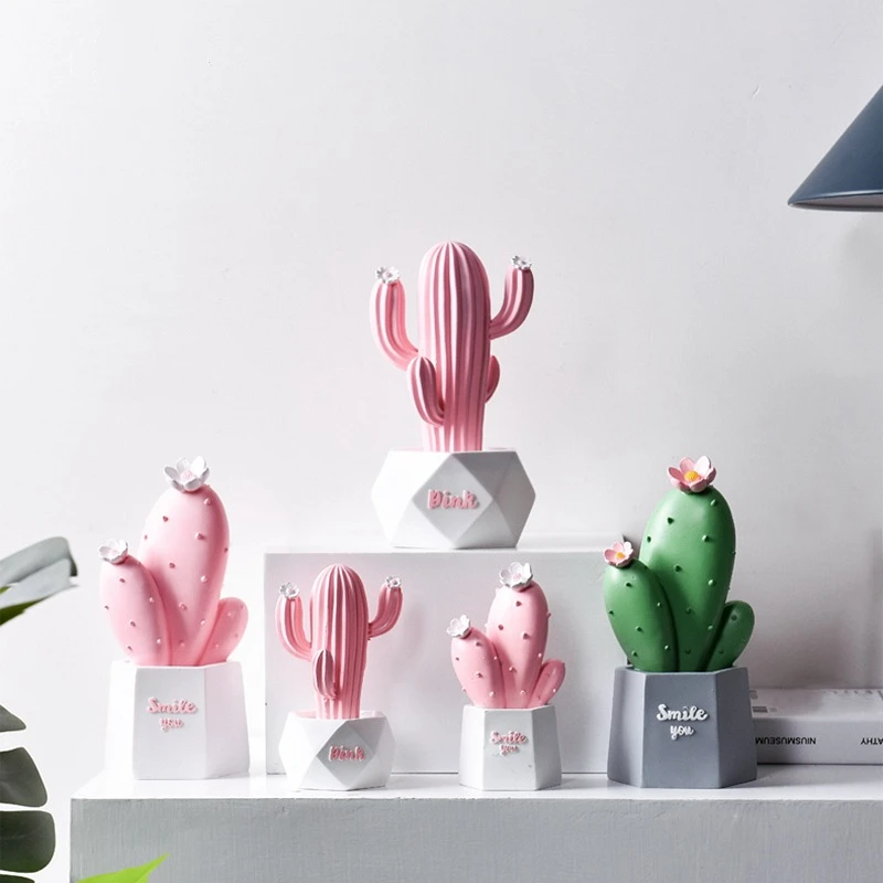 

Скандинавский стиль розовая зеленая кактус бонсай статуя S/M/L гостиная стол Ландшафтный Декор каучук качественные искусственные фигурки