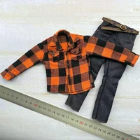 16 scale male clothes orange plaid long sleeve shirt jeans suit dolls casual outfits clothing set for 12 inch action figuer