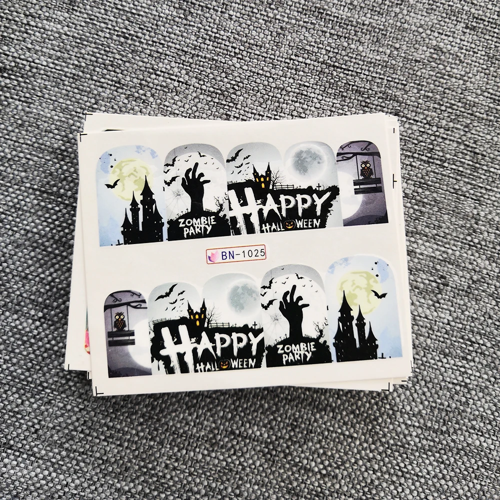 12 шт./компл. Хэллоуин стиль дизайн ногтей Водные Переводные слайдеры наклейки для