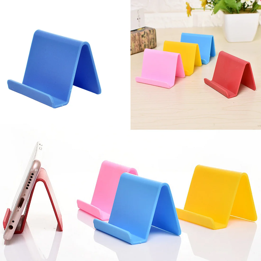 

Plastic Phone Holder Fixed Holder Candy Color Kitchen Organizer Mini Portable Business Card Holder Mobile Phone Stand Household