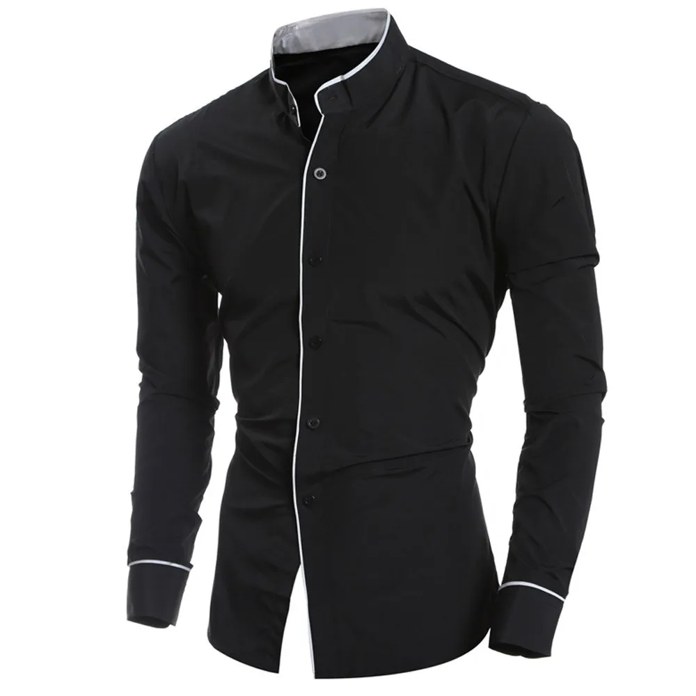 Повседневные мужские рубашки с длинным рукавом однотонные Роскошные для мужчин