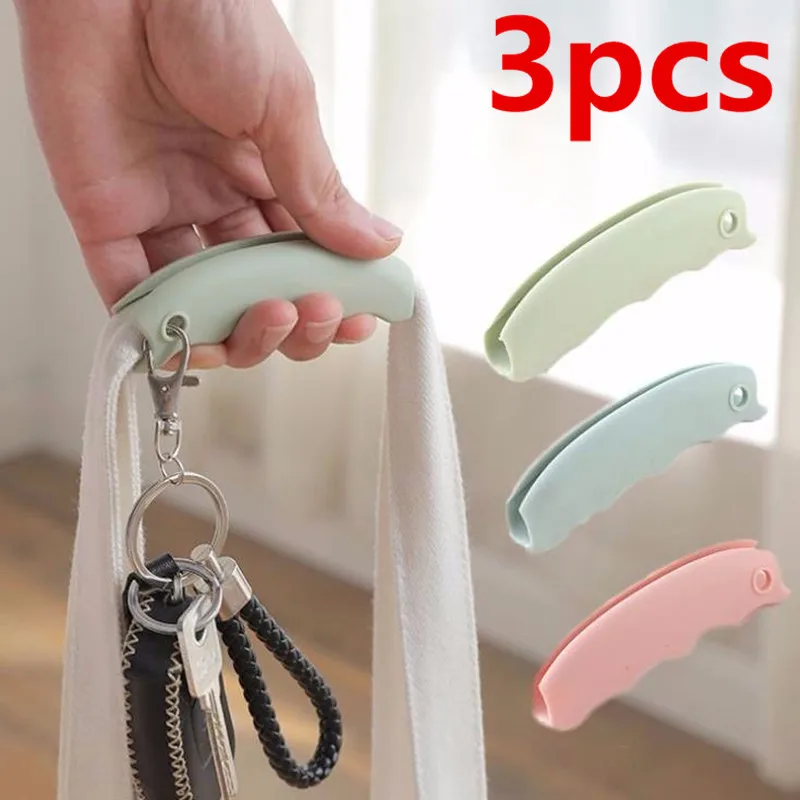 

3PCS Comfortable Portable Silicone Mention Dish For Shopping Bag to Protect Hands Trip Grocery Bag Holder Clips Handle Carrier
