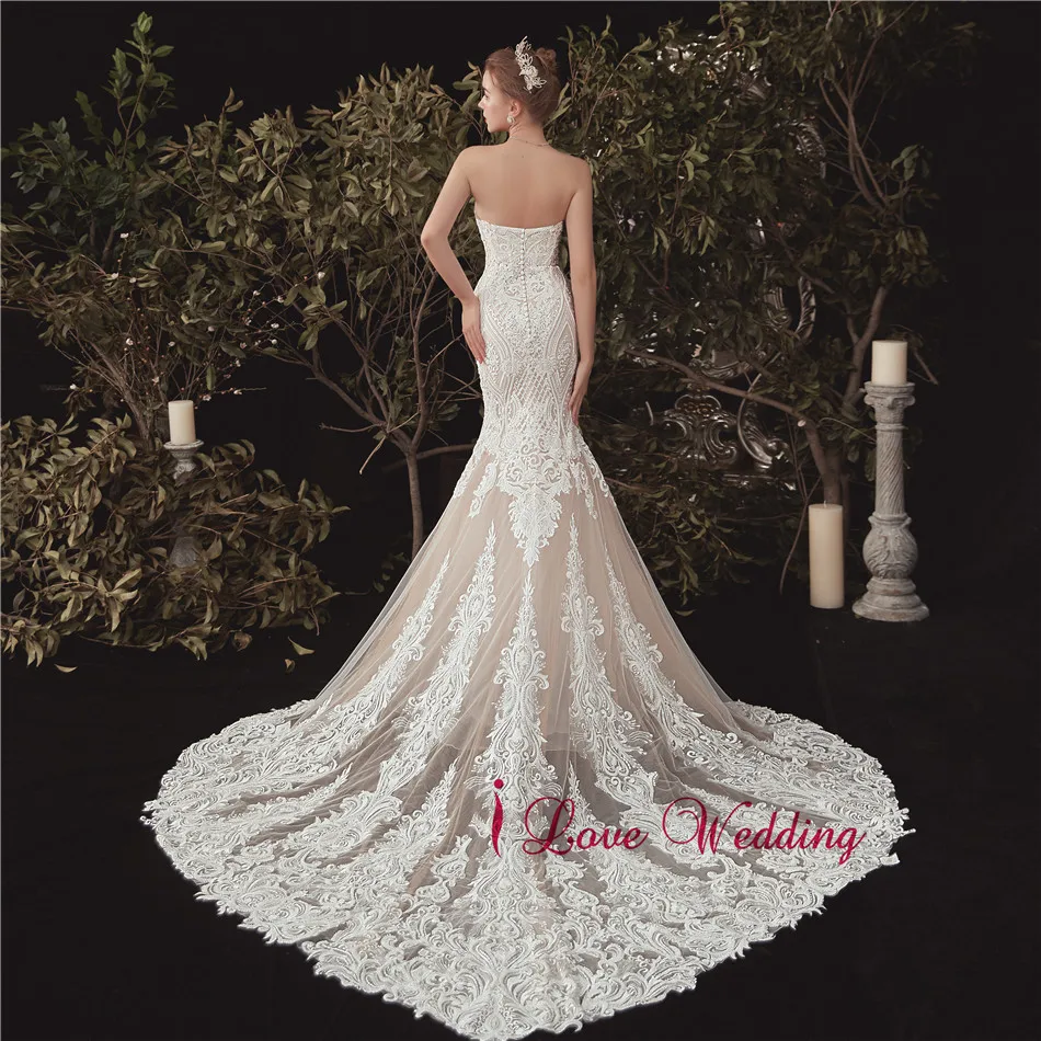 Vestido de novia 2020 Sweetheart Lace Wedding Dress Nude Lining Mermaid Luxury Bridal Gown Elegant Boho bridal | Свадьбы и торжества
