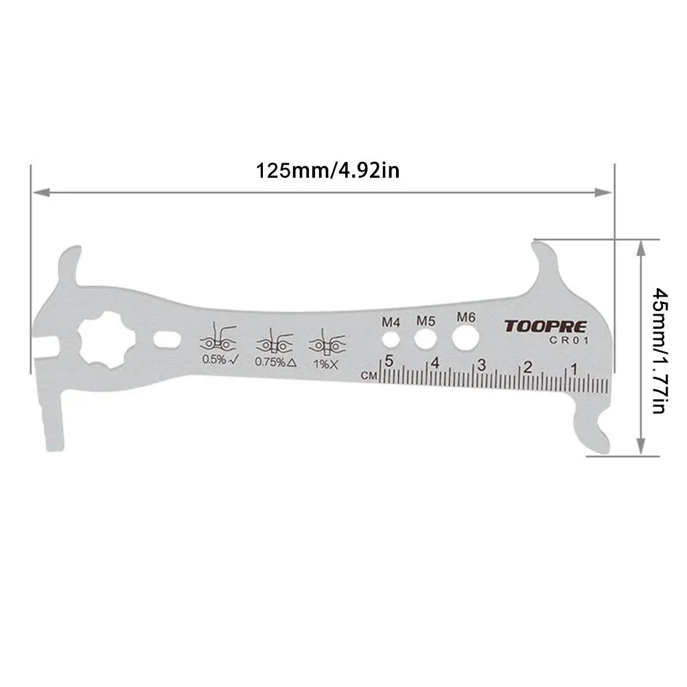 

Bike Chain Checker 6 In 1 MTB Bike Bicycle Stainless Steel Wear Loss Indicator Checker Measurement Ruler Repair Tool