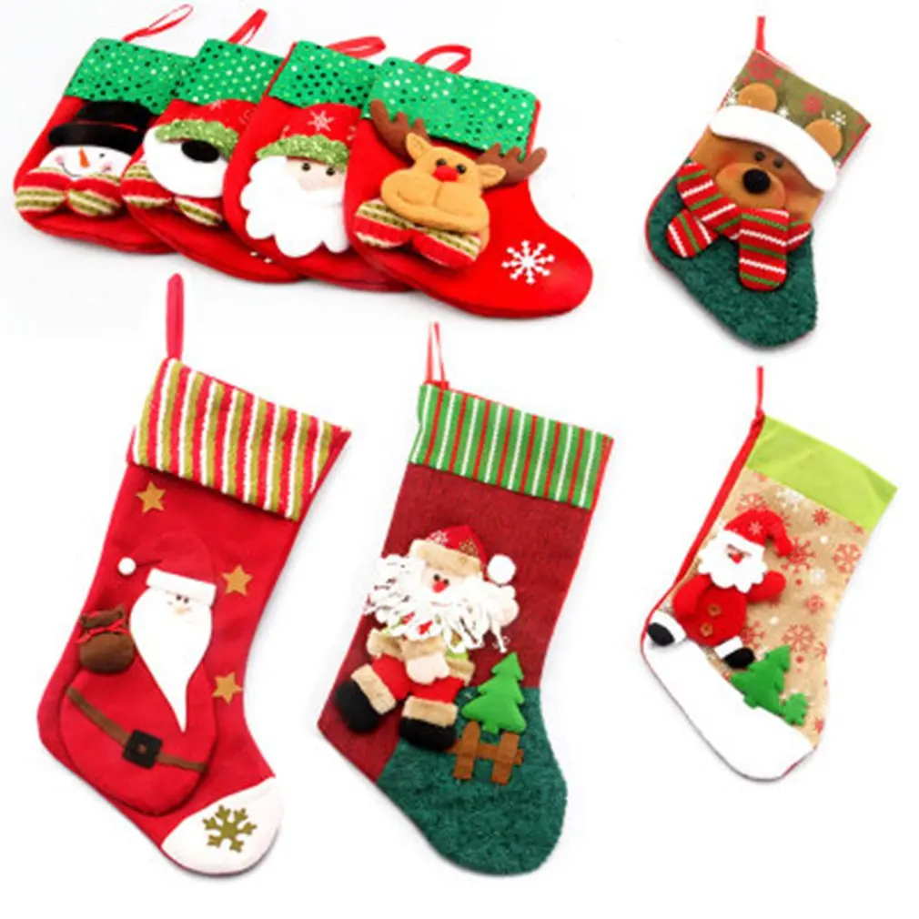 

Christmas Gift Christmas Stocking Sock Tree Hanging Candy Gift Bag Decoration New Year Ornaments Santa