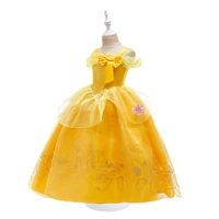 princess yellow dress up clothes for little girls kids 3 6 8 12 years belle fancy costumes christmas party birthday evening gown