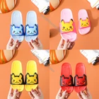 Тапочки Pikachu детские Нескользящие, летние пляжные сандалии с рисунком покемона, плоская подошва, для ванной комнаты