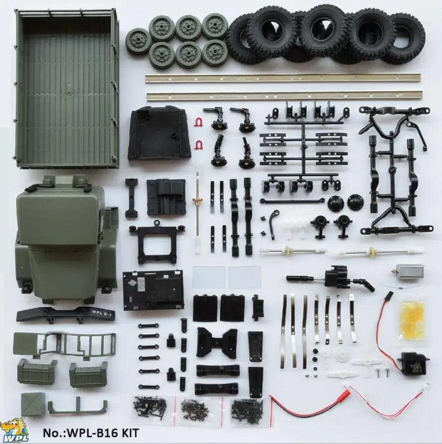 B-16 KIT GREEN WPL B16 6WD внедорожный Радиоуправляемый Военный автомобиль Дрифт обновленный комплект DIY 1:16 багги R/C монстр грузовик автомобиль 6 колеса Assembl гусеничный B36 Урал - Цвет: B-16 KIT GREEN