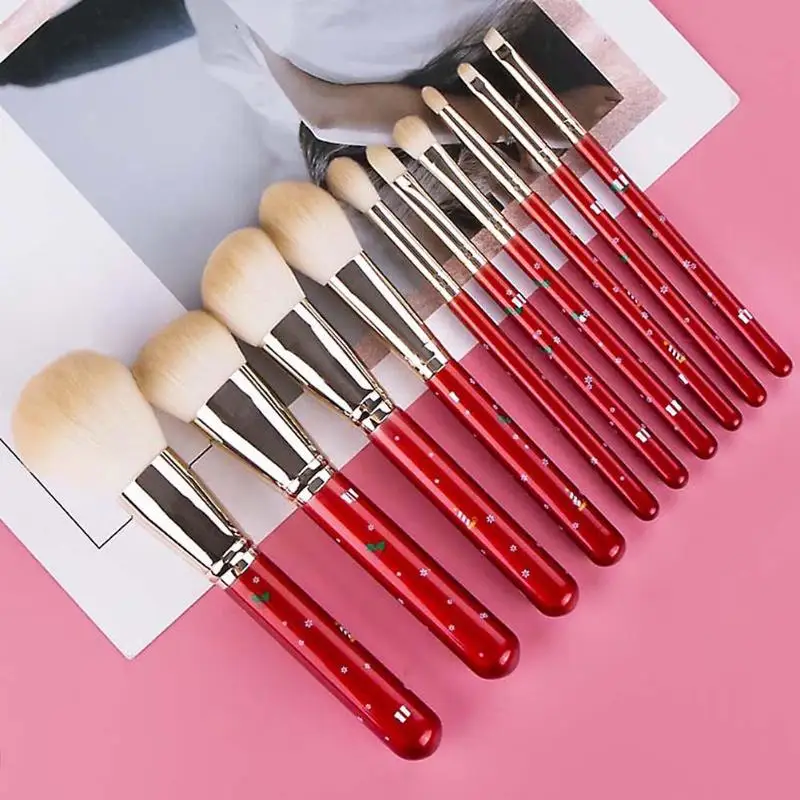 

10pcs/Set Pro Christmas Makeup Brushes Eye Shadow Foundation Powder Beauty Make Up Brush