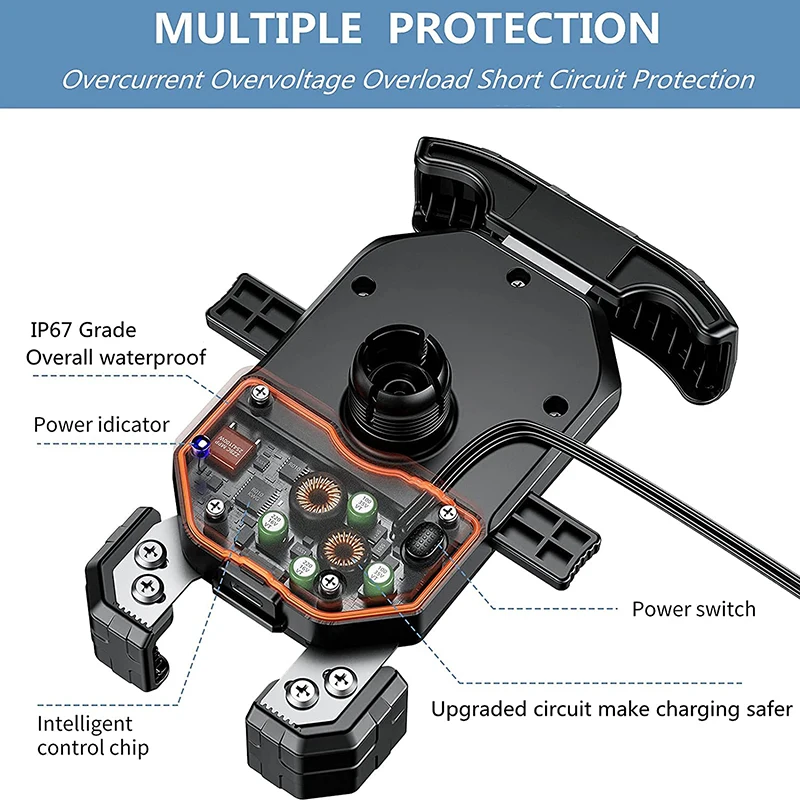 15w qi wireless and usb charger phone holder gps phone mount for motorcycle handlebar phone accessories free global shipping
