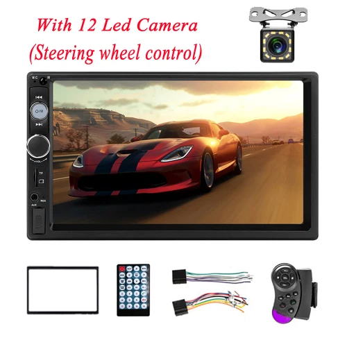Wheel 12 LED Camera AMPrime 2 din car radio 7" HD Player MP5 Touch Screen Digital Display Bluetooth Multimedia USB 2din Autoradio Car Backup Monitor - Цвет: Wheel 12 LED Camera