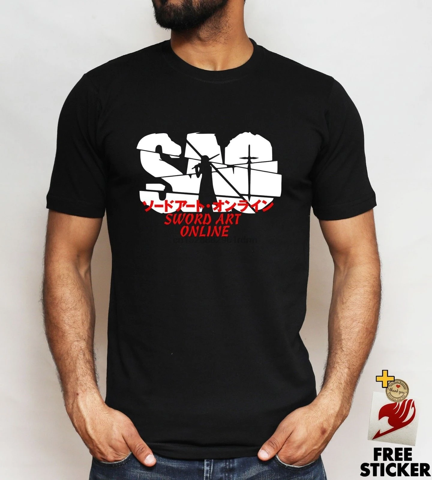 

Sword Art Online T Shirt SAO Tee Kirito Swordsman Anime Gift Top Newest Top TeesFashion Style Men Tee100% Cotton Classic tee