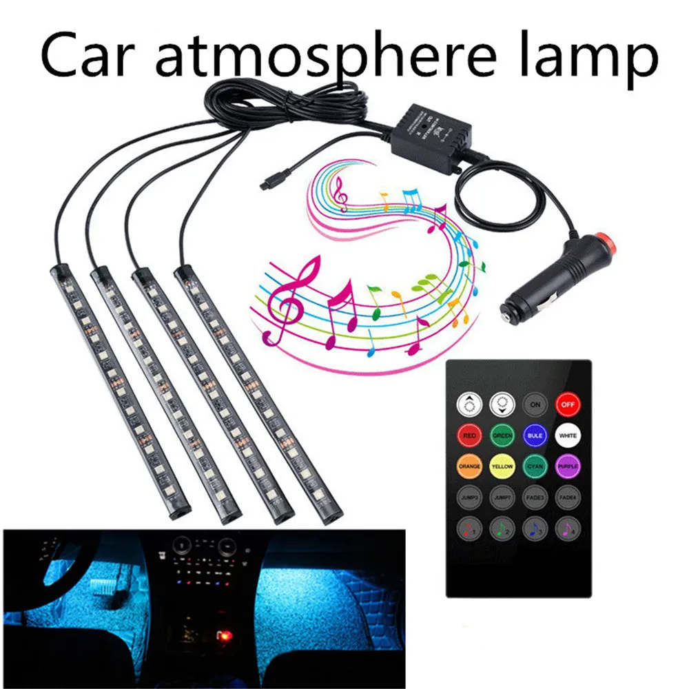 Светодиодная лента rgb для автомобиля неоновые полосы с ИК управлением и музыкой 12