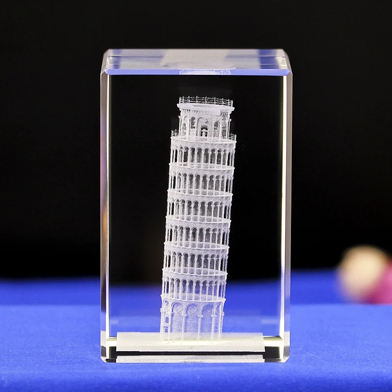 

The Leaning Tower of Pisa crystal carving creative crafts to send friends and students holiday Italy tourist souvenirs