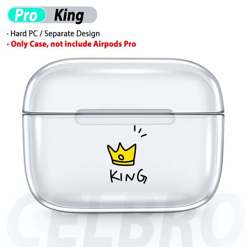 Прозрачный чехол-накладка для AirPods Pro, Жесткий ПК, Cristal, милый мультяшный протектор для наушников Air Pod Pro 3, чехол для AirPods Box - Цвет: King