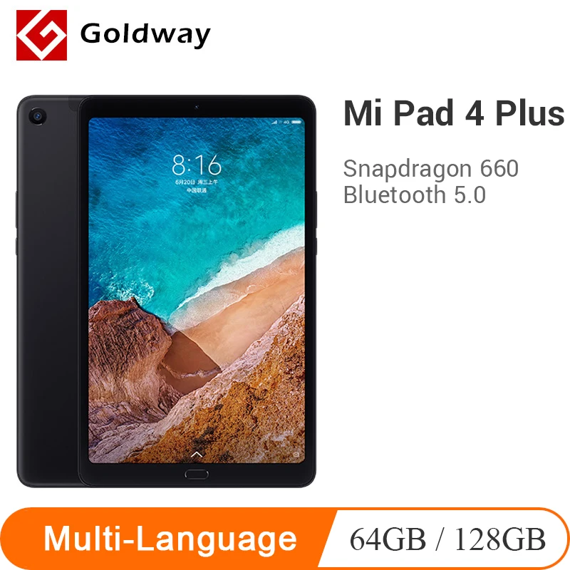 Планшет Xiaomi Mi Pad 4 Plus 64/128 ГБ Snapdragon 660 AIE 8620 мА·ч экран 10 1 дюйма 16:10 1920x1200 13 Мп с