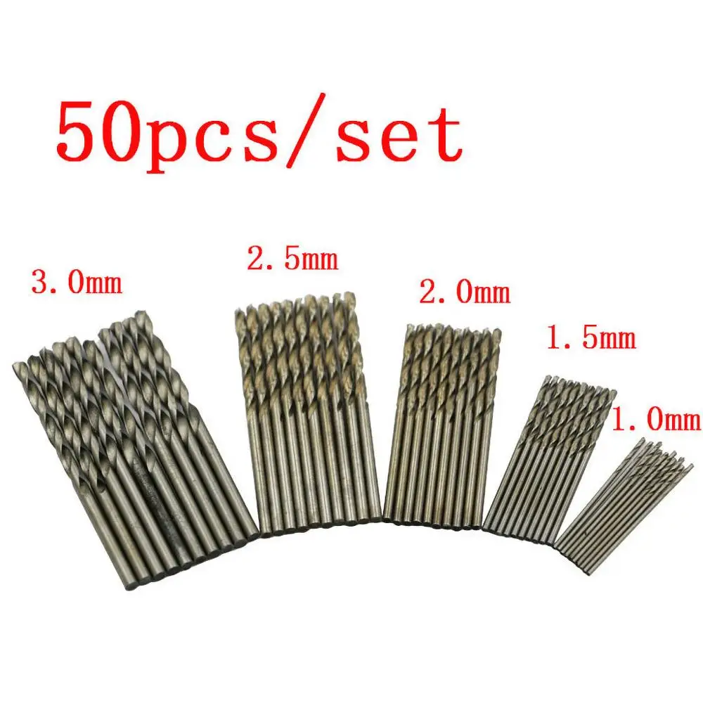 50 шт. Высокоскоростная сталь с титановым покрытием набор сверл 1/1 5/2/2 5/3 мм FDH |