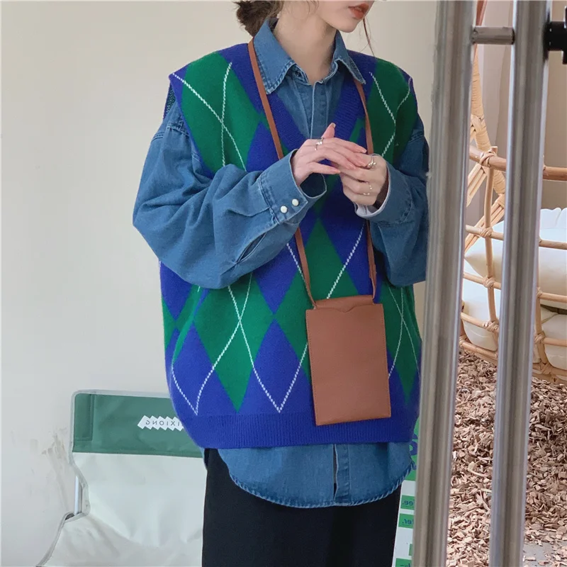 

Women Fashion V Neck Vintage Sweater Casual Slim Vest Women Pullover Fashion Oversized Sleeveless Female Waistcoat Jumper Tops