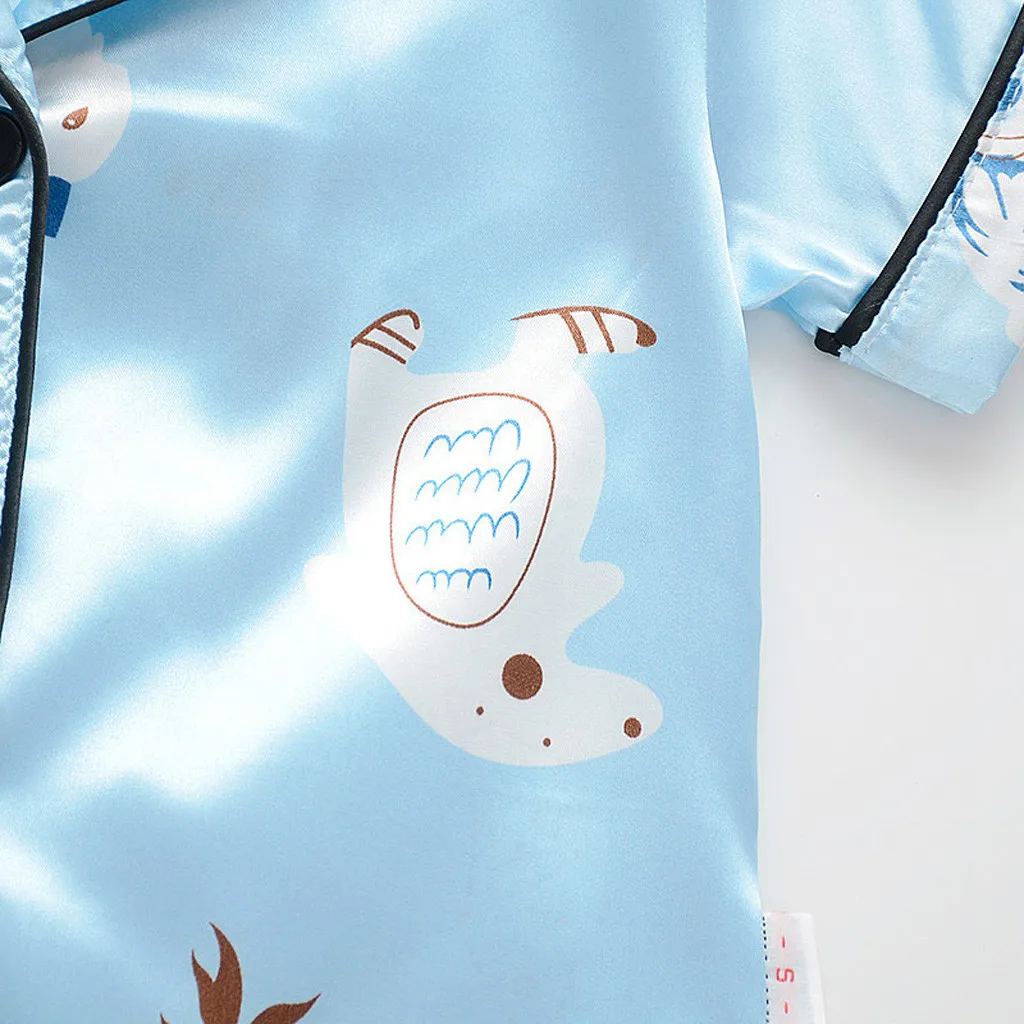 Kids Summer Clothes Toddler Baby Boys Girls Cartoon Pajamas Sleepwear T shirt Shorts Roupa Infantil Children Sets | Детская одежда и