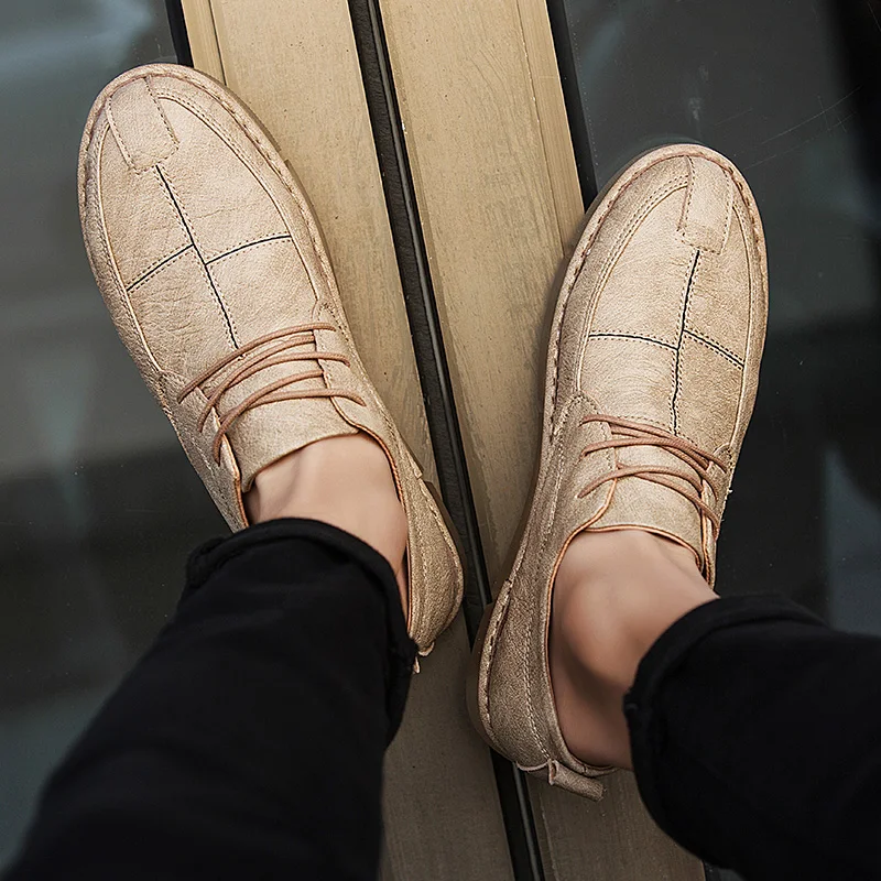 

2021Trend Fashion Casual Male Lace-up Oxford Footwear Moccasins Comfortable Men Elegant Office work Party Shoes High Quality