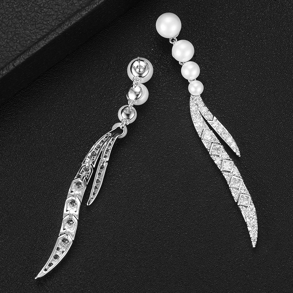 

LARRAURI Trendy Wedding Cubic Zirconia CZ Bohemian Dubai Bridal Drop Earring 2020 Brand Luxury Imitation Pearl Earring for Women