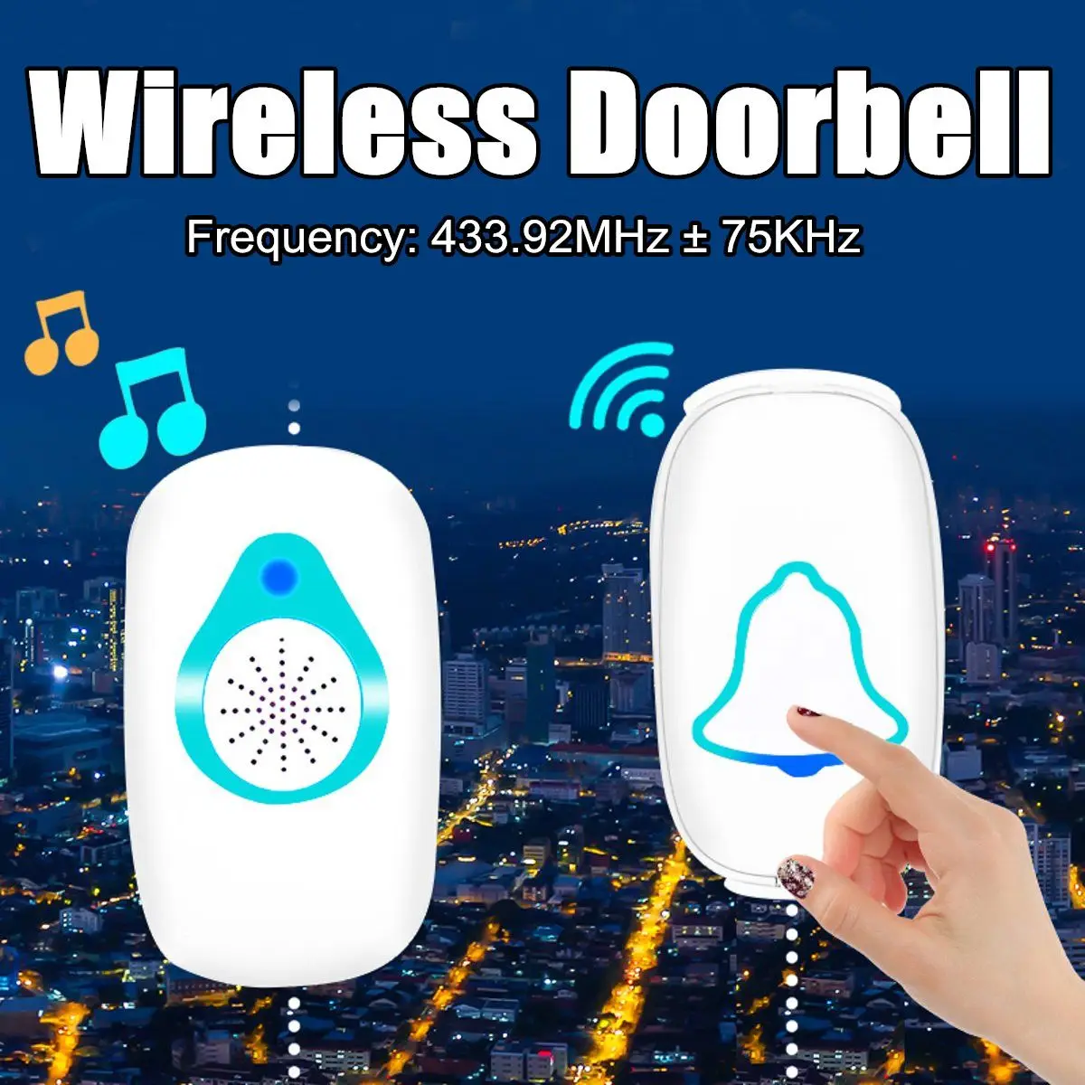 

Wireless Doorbell 4 Level Dust-proof 36 Tune Song 300M Home Cordless Door Bell Smart Security Chime US Plug Bell Waterproof