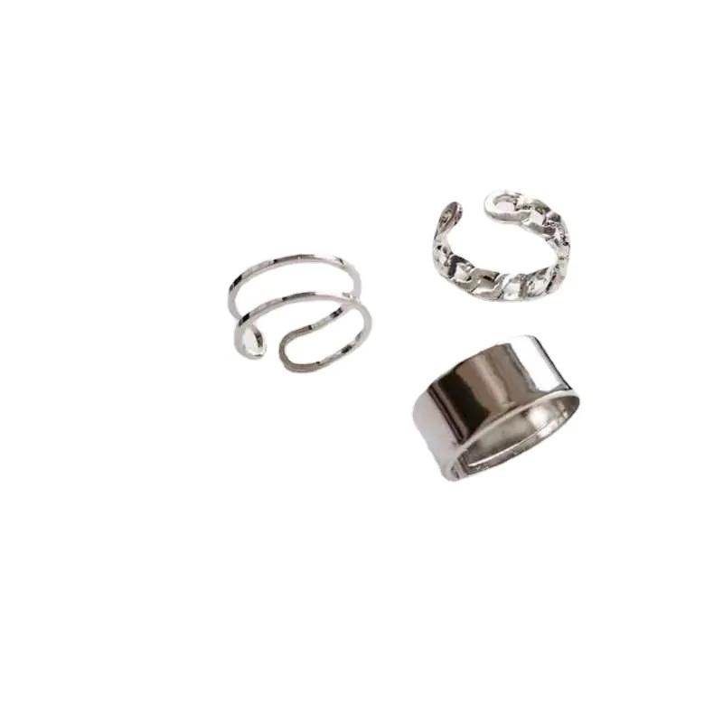 

2020 Trendy Fashion Design Jewelry Anillos Retro Silver Color Joint Ring Set Korean Version Of Cold Wind Women's Jewelry