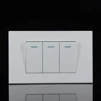 118mm high quality pure white large board 250v 16a 3 gang 1 2 way household wall power switch pc flame retardant panel