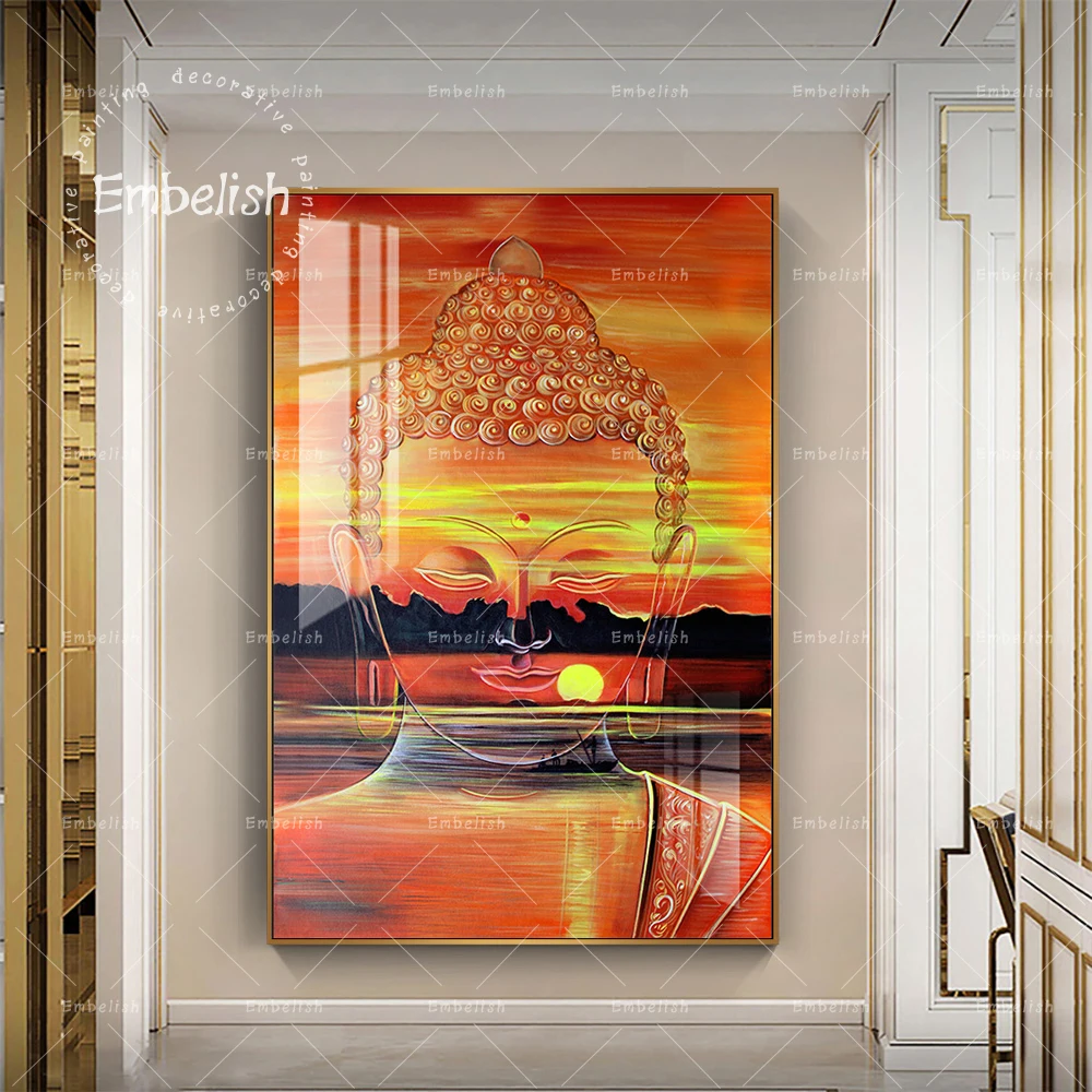

Sunset Lord Buddha Statue Modern Artworks For Living Room Wall Art Pictures HD Spray On Canvas Paintings Home Decor Posters