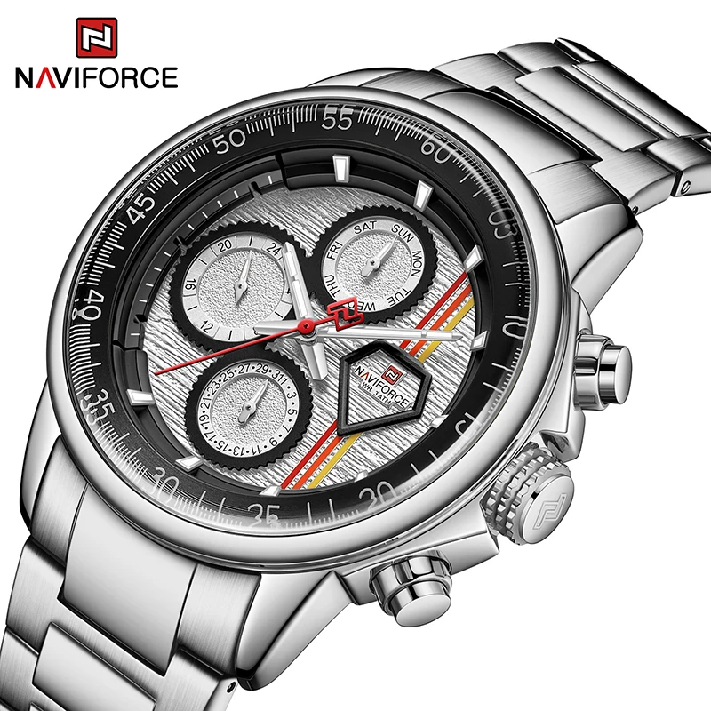 

Часы наручные NAVIFORCE Мужские кварцевые, роскошные брендовые модные армейские спортивные водонепроницаемые в стиле милитари, из нержавеющей ...