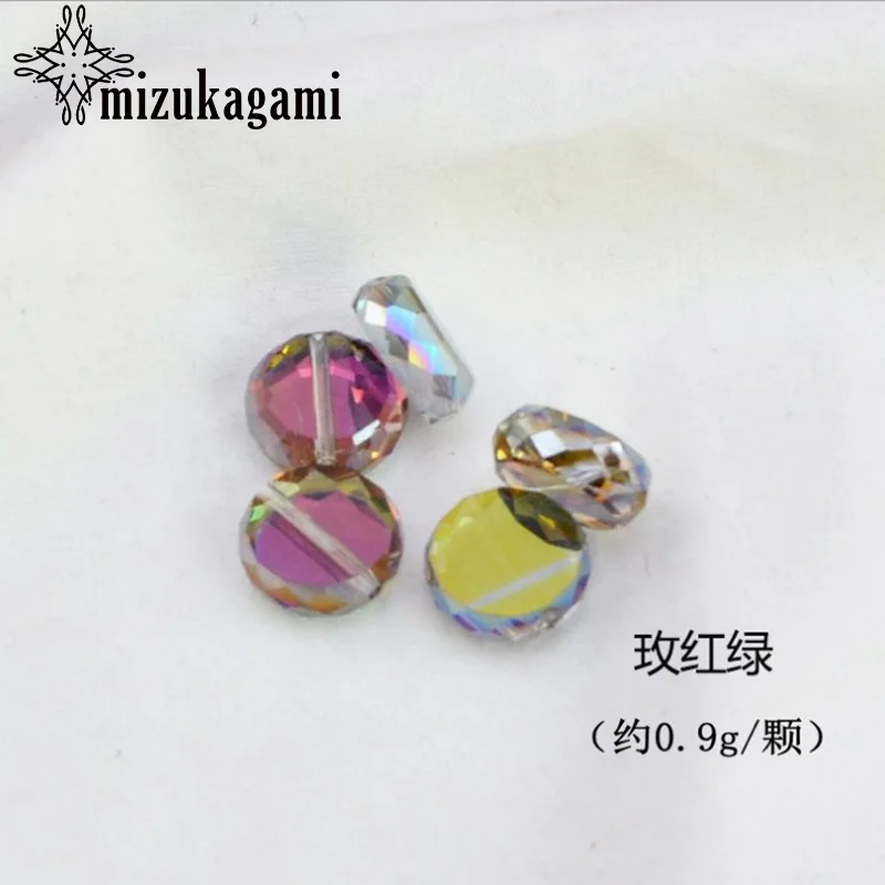 

Crystal Glass Beads Oblate Round Cut Faceted Interval Loose Beads 12MM 10pcs/lot For DIY Jewelry Making Accessories
