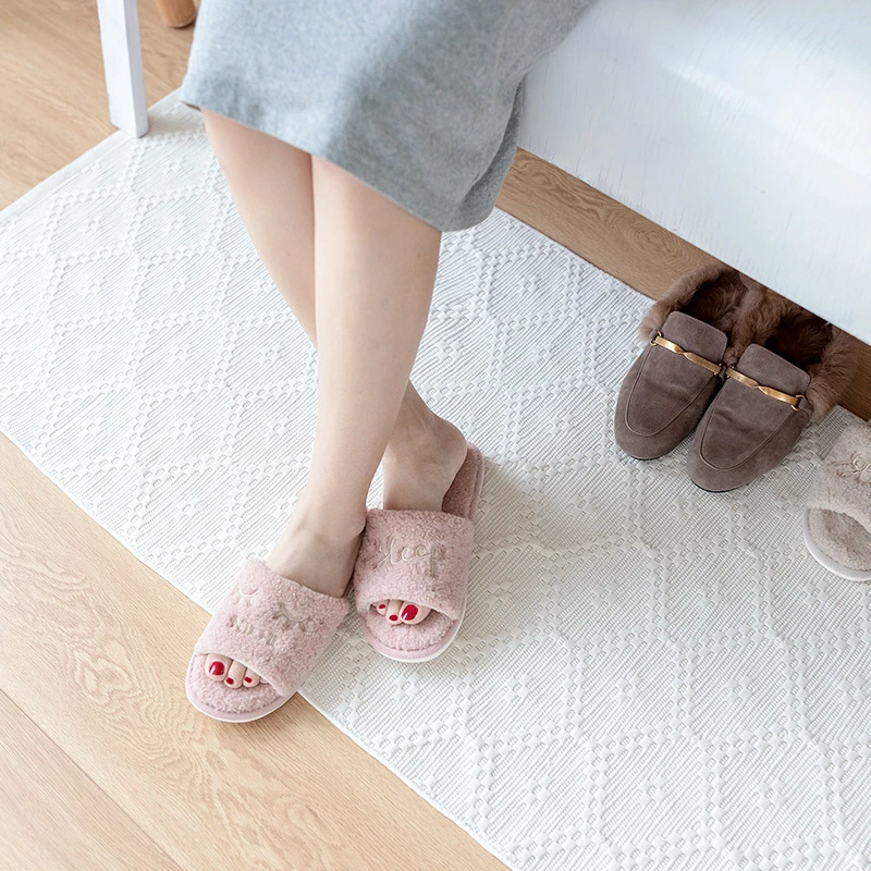 Современный минималистичный теплый белый напольный коврик из хлопка с
