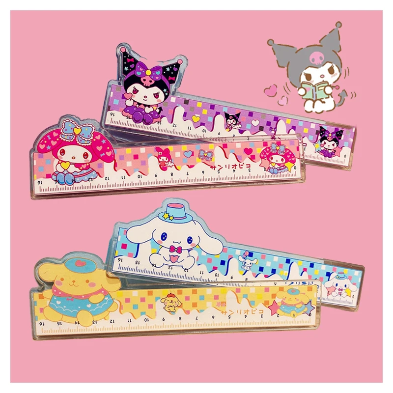 Новая мультяшная линейка кавайная прозрачная для рисования Kuromi Cinnamoroll My Melody Purin