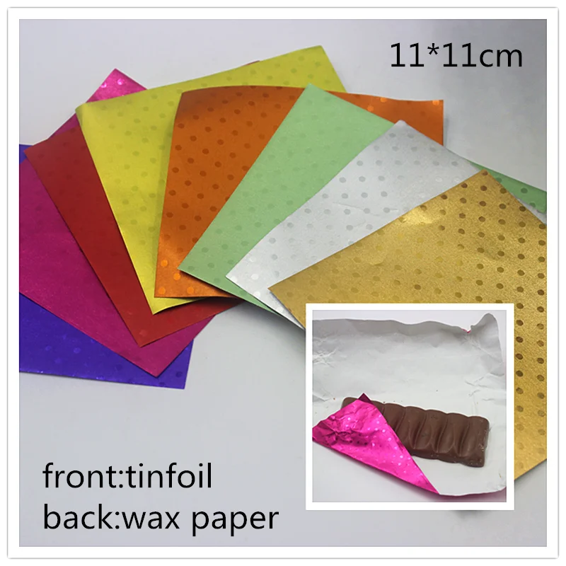 Food Aluminum Foil DIY Chocolate Candy Package Paper Tin-Wax Composite Lolly Foil Wrappers Square 8colours 100pcs/lot 11*11cm
