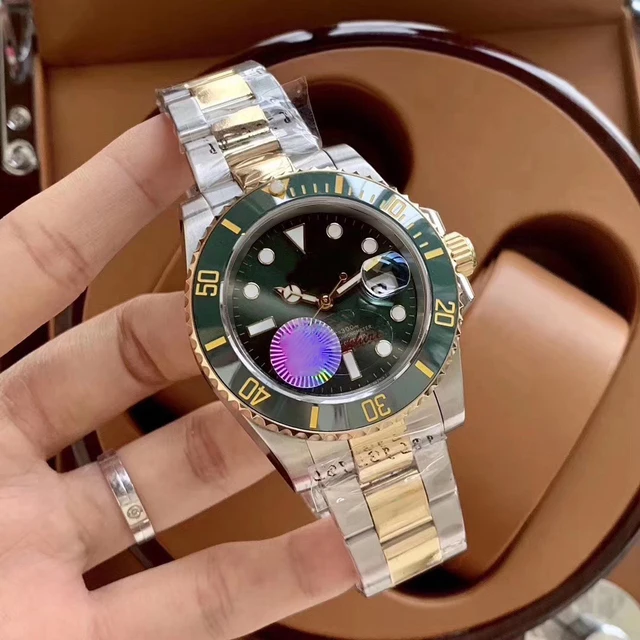 

Classic New Men Automatic Mechanical Watch Gold Silver Black Blue Green Stainless Steel Ceramic Bezel Sapphire