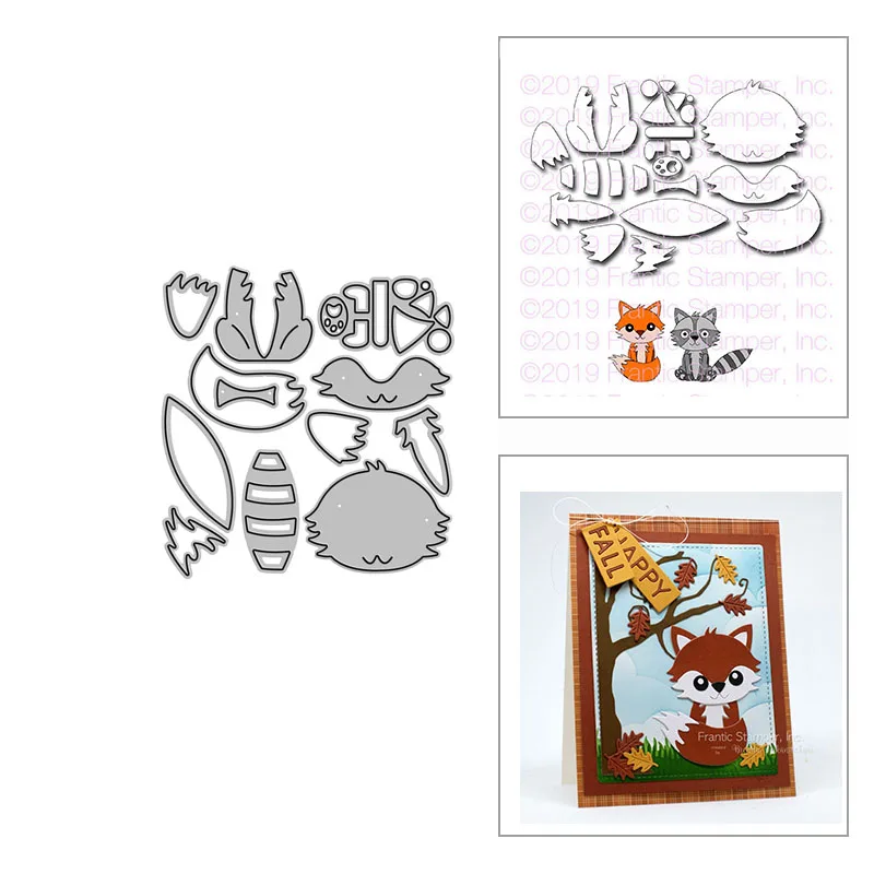 

New DIY Assembled Fox Raccoon 2021 No Stamps Embossing Craft and Metal Cutting Dies for Scrapbooking Card Making Decor Embossing