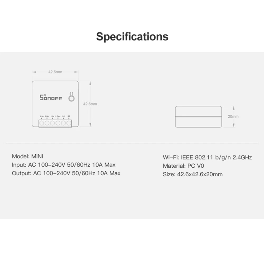 10 шт. SONOFF MINI DIY двухсторонний умный переключатель дистанционное управление WiFi переключатель умный дом Поддержка внешнего переключателя для Google Home/Alexa