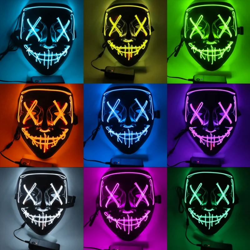 

Halloween Glowing Mask Party Horror Mask LED Flashing Ghost Dance Mask Creative Masquerade Mask Neon Glowing Mask