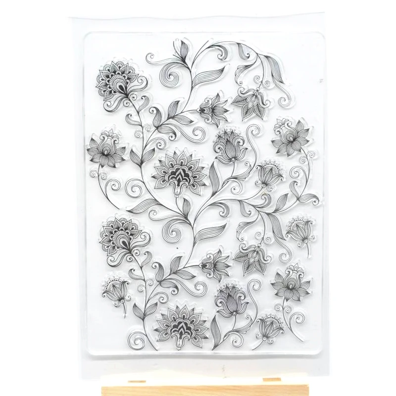 Цветочный фон резиновый прозрачный штамп для украшения открыток и скрапбукинга