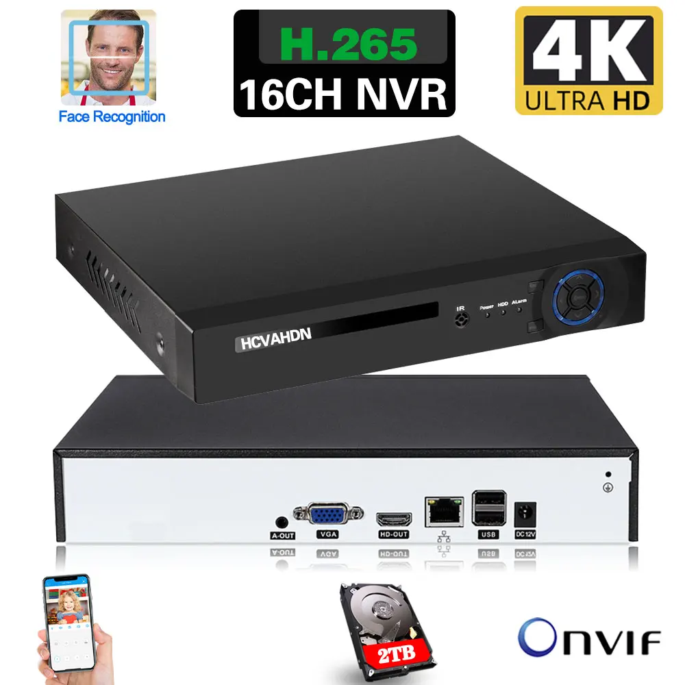 

H.265 4K CCTV Video Surveillance NVR Recorder 8MP 16CH Face Detection IP Network Camera Video Recorder XMEYE 16 Channel NVR 8CH