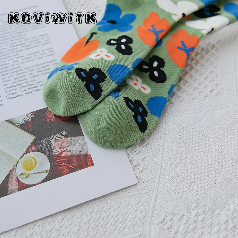 

Colorful flower short black socks women funny fashion female Cool Plant sock girl summer harajuku Casual Cotton lady new Art sox
