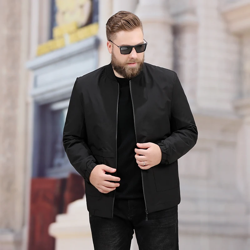 Большой плюс размер 8XL 7XL 6XL 5XL мужские весенние и осенние куртки и пальто больших размеров куртки мужская одежда высокого качества куртки - Цвет: Black