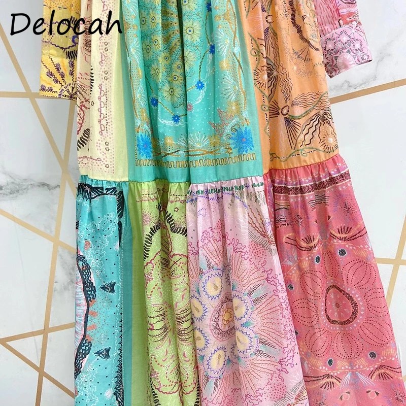 

Delocah Women Fashion Spring Runway Skirt Set Lantern Sleeve Loose Blouses + High Waist A-Line Skirts Cotton 2 TwoPiecesSuits