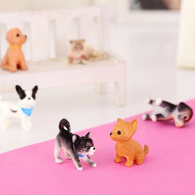 

6pcs 1:12 Cat And Dog Dollhouse Miniature Model Doll House Home Moss Decoration NEW