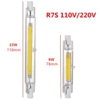 Диммируемая светодиодная лампочка R7S COB, стеклянная трубка для замены галогенного точечного светильника 78 мм, 118 мм, 110 В переменного тока, 220 В, энергосберегасветильник светильник