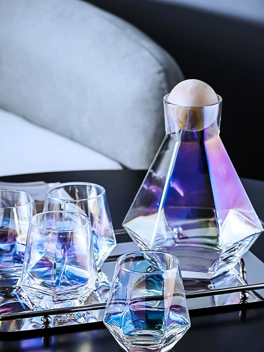 

Creativity Hexagonal Water Glass Nordic Heat-resistant Glass Wine Cup Household Large-Capacity Juice Jug Water Cup Set